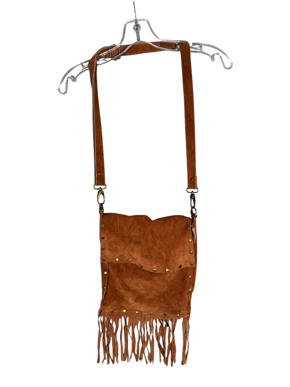 Vintage Y2K Suede Brown Fringe Leather Bag Western Boho